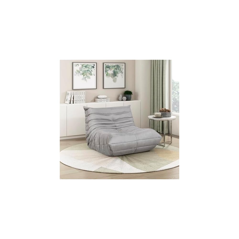 Lexicon Velvet Bean Bag Chair for Adults, High Resilience Foam, Charcoal