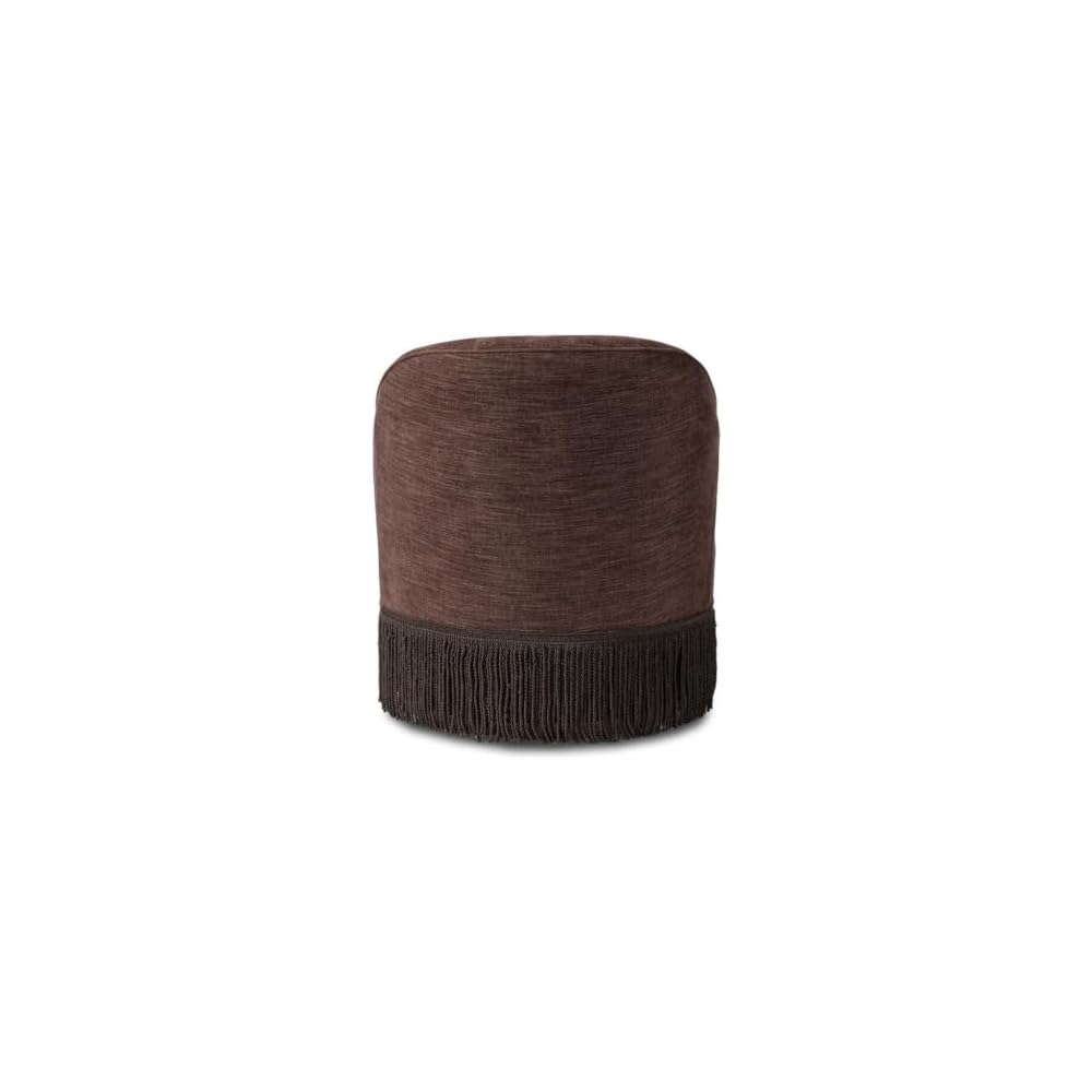 Brown Velvet Swivel Accent Chair with Bullion Fringe, Traditional Lounge Chair