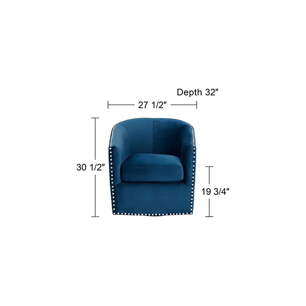 Studio 55D Fullerton Nail Head Trim Navy Blue Swivel Accent Chair