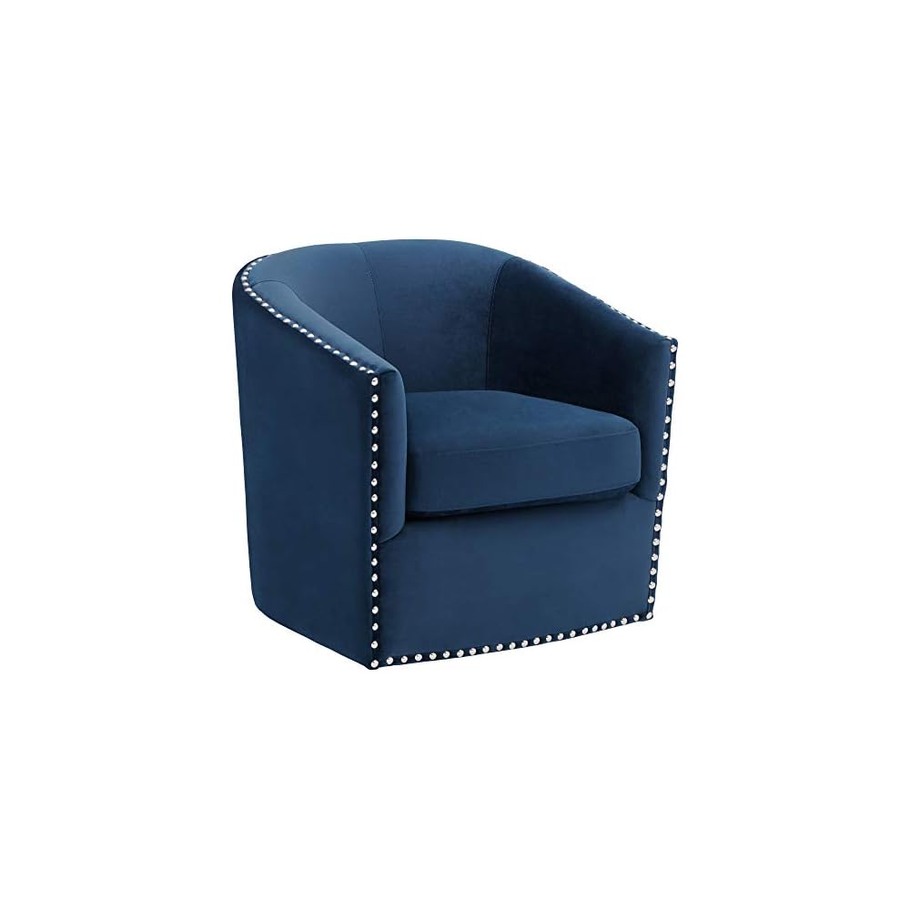 Studio 55D Fullerton Nail Head Trim Navy Blue Swivel Accent Chair