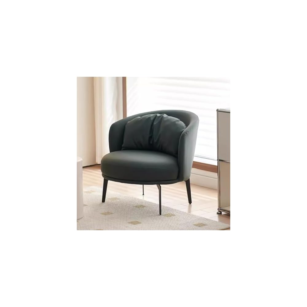 Nordic Padded Cushion Accent Chair for Living Room,Mid Century Armchair with Arc Back,Lounge Reading Chairs Soft Pillow,Single Sofa Chair for Balcony(Brown)
