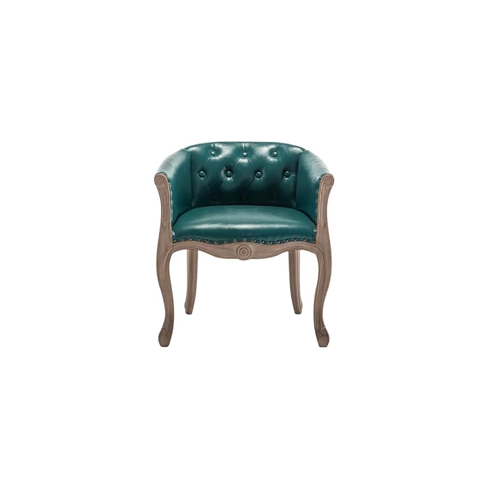 Lounge Chair Nordic Style Solid Wood Leather Recliner Chair American Style Vintage Distressed French Country Barrel Upholstered Armchair Fabric Ergonomic Single for Living Balcony Bedroom Whiskey Bar