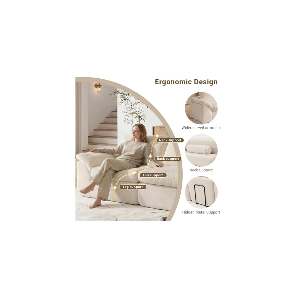 Cloud Sectional Couches,L Shaped Boneless Sofa for Living Room
