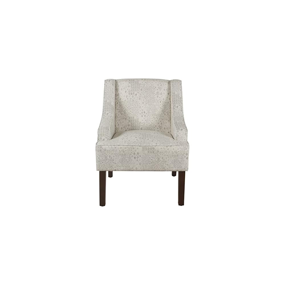 HomePop Classic Swoop Arm Accent Chair - Cream & Gray Vintage Stencil