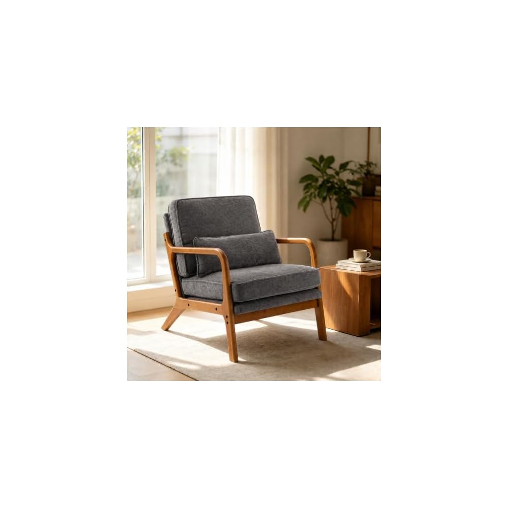 Karl home Mid-Century Modern Accent Reading Chair, Brown
