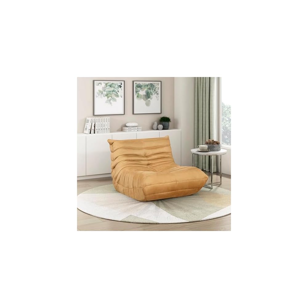 Lexicon Velvet Bean Bag Chair for Adults, High Resilience Foam, Charcoal