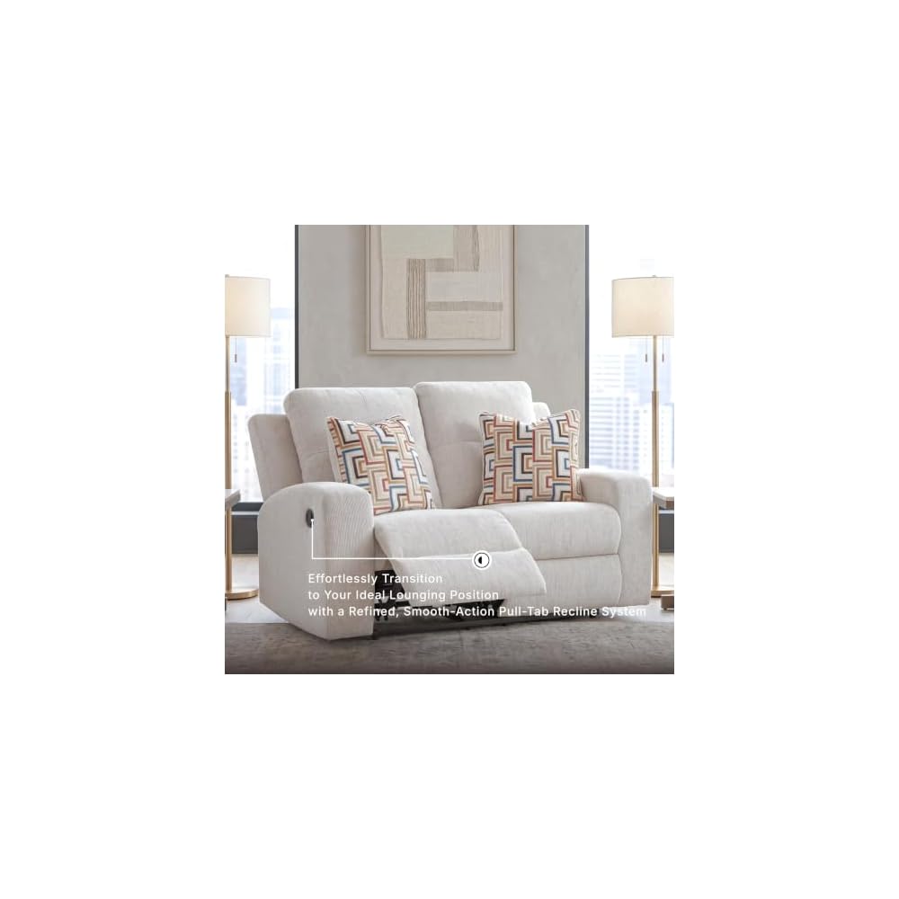 Signature Design by Ashley Danum Reclining Loveseat, Stone Chenille, 64 in