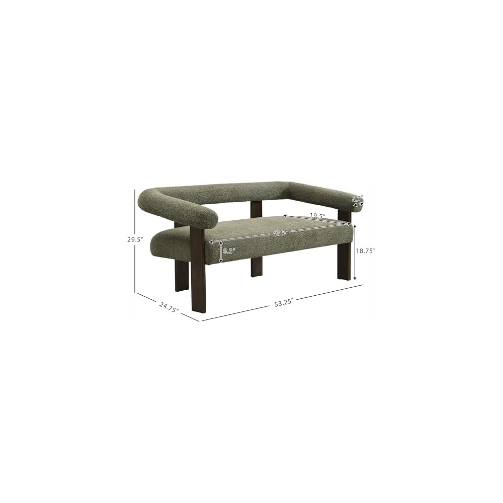 Christopher Knight Home Celen Modern Boucle Fabric Upholstered Loveseat with Round Armrest and Rubberwood Frame, Comfy Living Room 2-Seater Sofa, Space-Saving Couch for Hotel/Apartment, Green+Brown