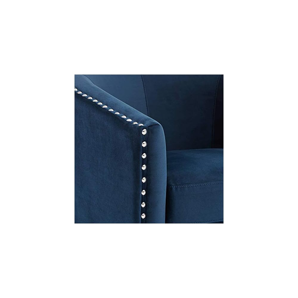 Studio 55D Fullerton Nail Head Trim Navy Blue Swivel Accent Chair