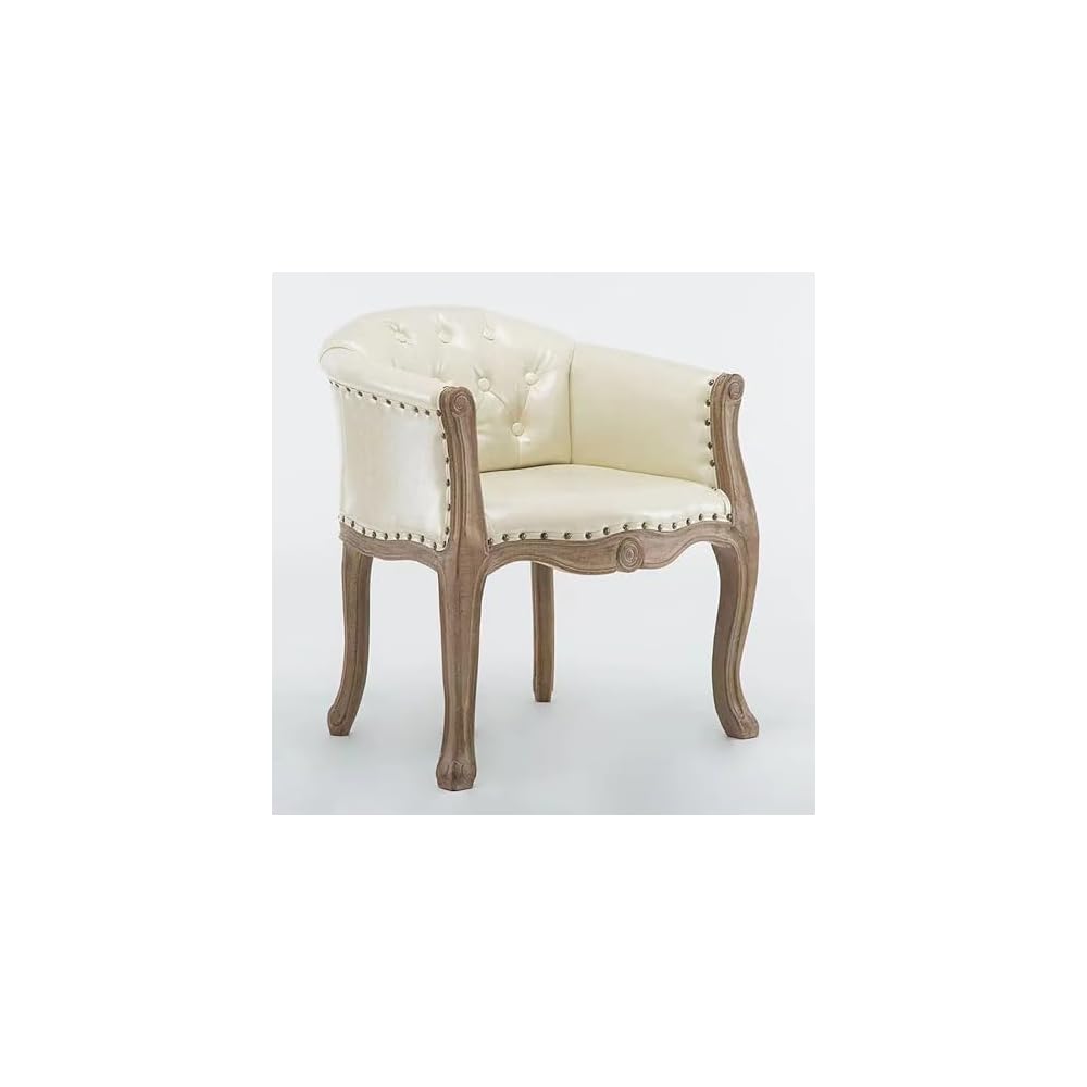 Lounge Chair Nordic Style Solid Wood Leather Recliner Chair American Style Vintage Distressed French Country Barrel Upholstered Armchair Fabric Ergonomic Single for Living Balcony Bedroom Whiskey Bar