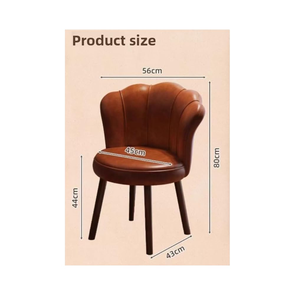 Accent Chair with Swivel, Faux Leather Upholstery, High-Density Foam, Solid Rubberwood Legs – Vanity, Desk, or Living Room Chair ([Rotating solid wood legs] Brown - wear-resistant oil wax skin)