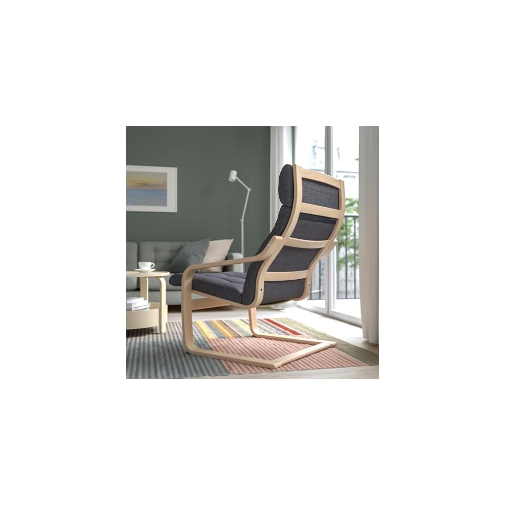 ProTuning POÄNG Armchair, white stained oak veneer/Gunnared dark grey