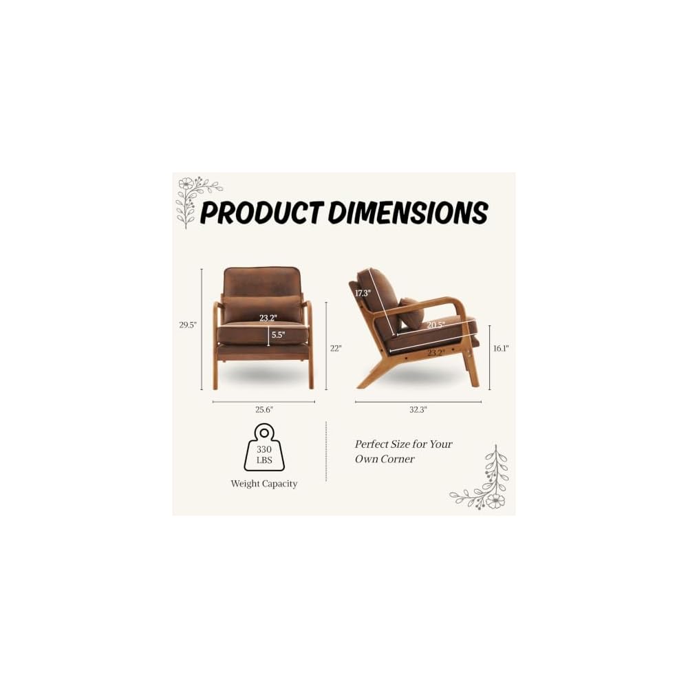 Karl home Mid-Century Modern Accent Reading Chair, Brown