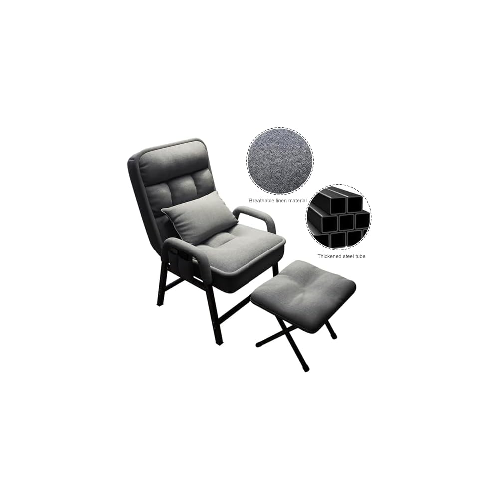 Modern Adjustable Loun Chair with Footrest – Comfortable Reading Sofa for Bedroom & Living Room Ele Design with Side kets for STO Perfect for Relaxat