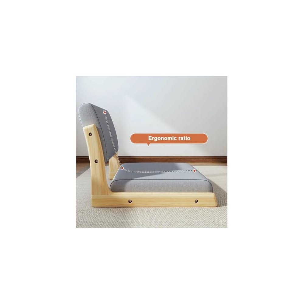 Floor Meditation Chair with Back Support - Solid Wood Style for Living Room, Bedroom, Bay Window - Comfortable Seating for Mindfulness and Relaxation