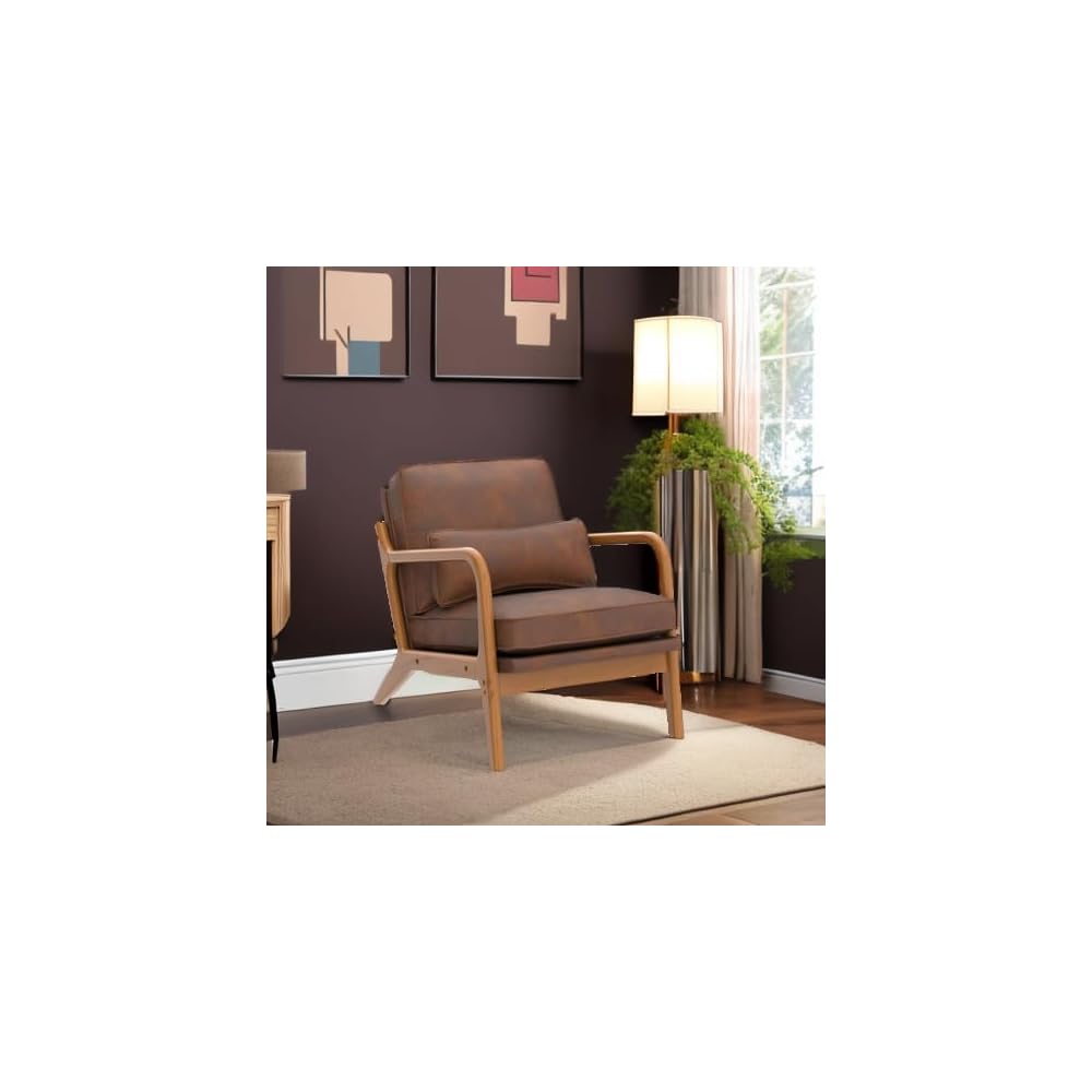 Karl home Mid-Century Modern Accent Reading Chair, Brown