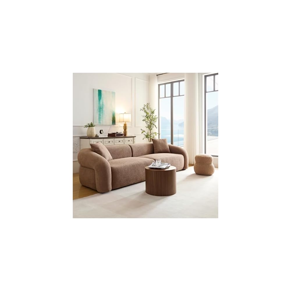 HAMORE 103.5" Modern Sectional Sofa Couch,Modular Curved Sofa,Durable Fabric Upholstery,Solid Wood Frame,Comfortable High-Density Sponge,Perfect for Living Room,Apartment and Family Spaces,Camel