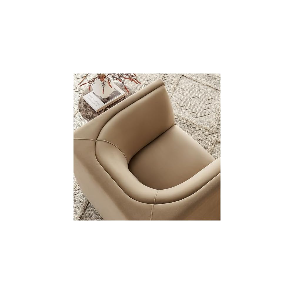 Modway Hilda Modern Curved Back Performance Velvet Armchair in Taupe – Plush Upholstered Accent Chair for Living Room, Apartment, Office