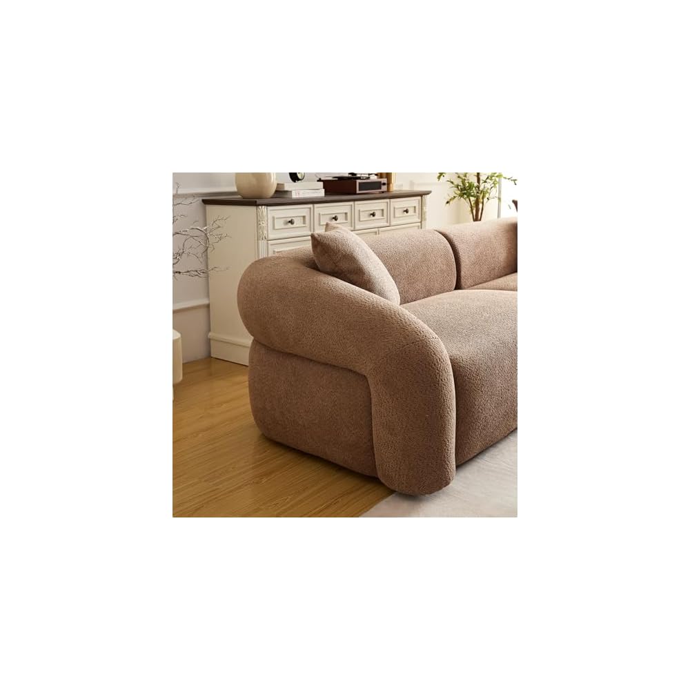 HAMORE 103.5" Modern Sectional Sofa Couch,Modular Curved Sofa,Durable Fabric Upholstery,Solid Wood Frame,Comfortable High-Density Sponge,Perfect for Living Room,Apartment and Family Spaces,Camel