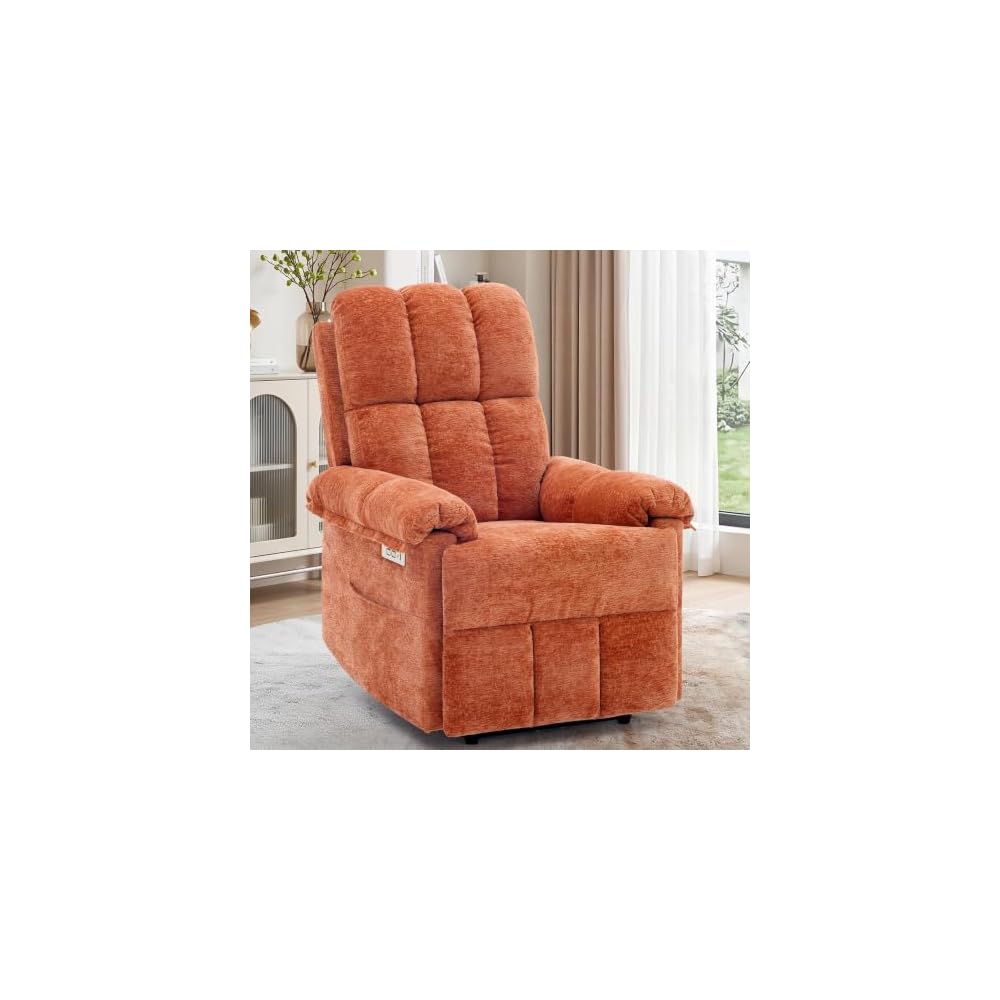 Korser Recliner Chair, Swivel Rocker Recliner Chair for Adults, Small Recliners for Small Spaces, Upholstered Manual Recliner with Side Pockets, Nursery Rocking Chair for Living Room, Chenille, Beige