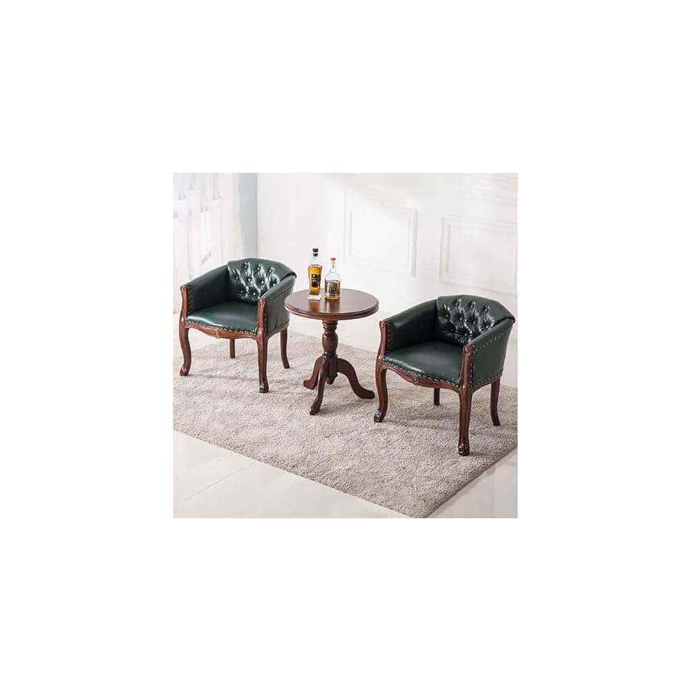 Lounge Chair Nordic Style Solid Wood Leather Recliner Chair American Style Vintage Distressed French Country Barrel Upholstered Armchair Fabric Ergonomic Single for Living Balcony Bedroom Whiskey Bar
