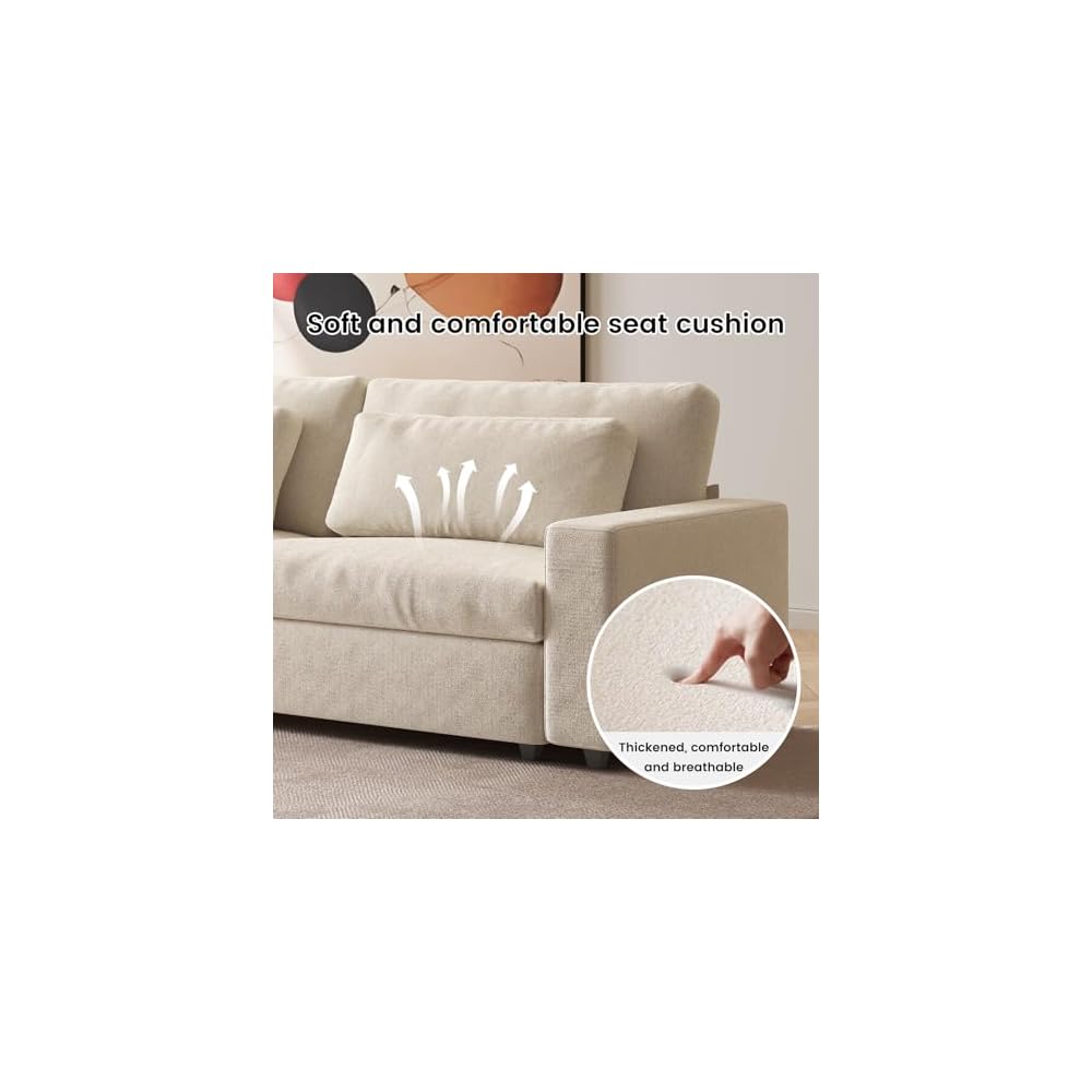 Guyii 104.72" Oversized Sofa, Extra-Wide & Deep Loveseat Sofa, 3 Seater Sofa with 2 Pillows, Modern Polyester Sofa Couch for Living Room, Bedroom, Home, 330 Lbs Capacity