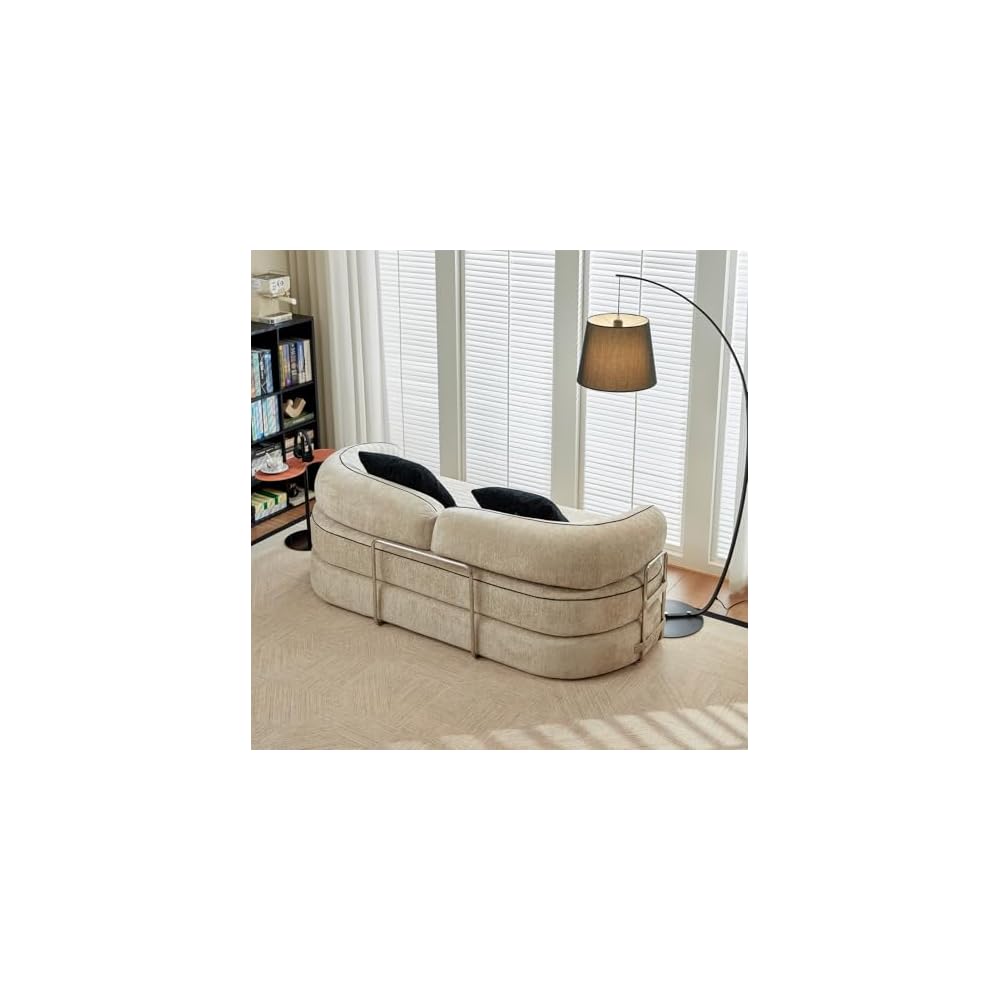 4-in-1 Folding Convertible Sofa Bed, 78 Inch Compression Oversized Corduroy Upholstered Boneless Couch with Fixed-Shape Frame, Loveseat Sleeper with Pull Out Bed, Modular Futon Couch,Beige