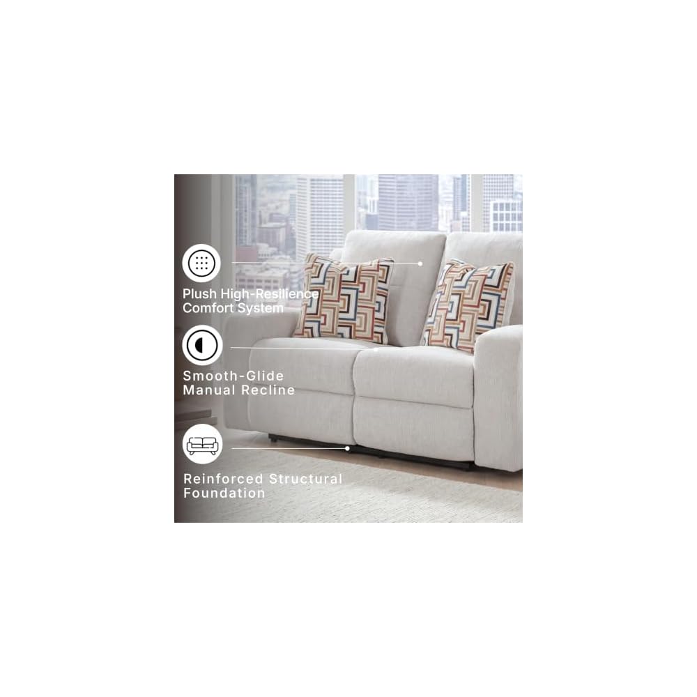 Signature Design by Ashley Danum Reclining Loveseat, Stone Chenille, 64 in