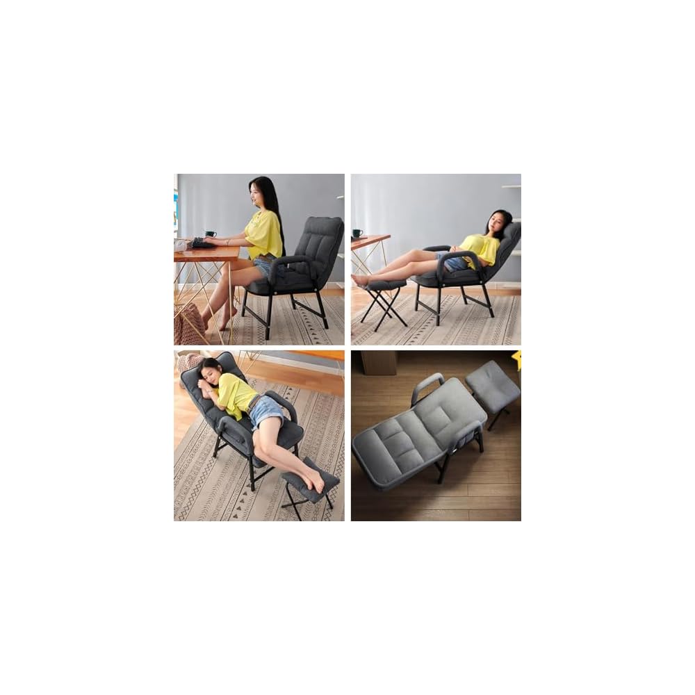 Modern Adjustable Loun Chair with Footrest – Comfortable Reading Sofa for Bedroom & Living Room Ele Design with Side kets for STO Perfect for Relaxat