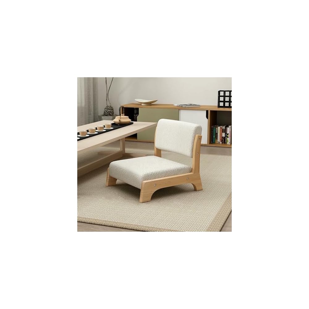 Floor Meditation Chair with Back Support - Solid Wood Style for Living Room, Bedroom, Bay Window - Comfortable Seating for Mindfulness and Relaxation