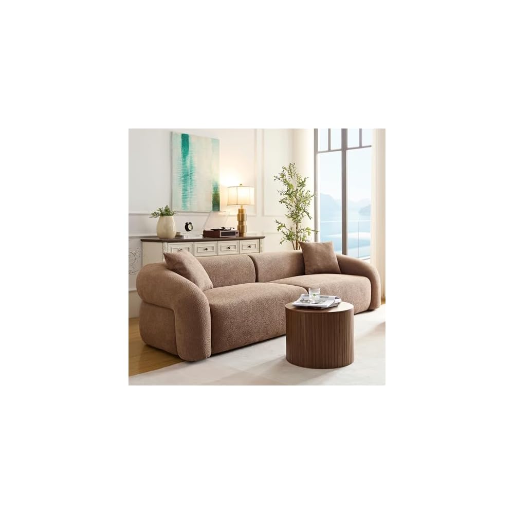 HAMORE 103.5" Modern Sectional Sofa Couch,Modular Curved Sofa,Durable Fabric Upholstery,Solid Wood Frame,Comfortable High-Density Sponge,Perfect for Living Room,Apartment and Family Spaces,Camel