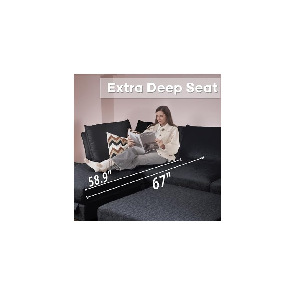 DreamDashio Oversized Sectional Sleeper Sofa Bed with Storage, 159" 12-Seat