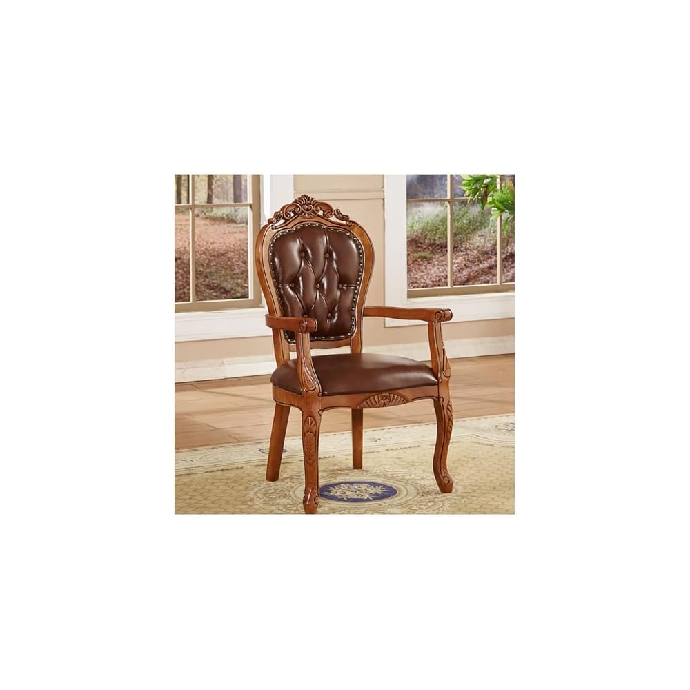 PU Sofa Chair Leather European Style Lounge Chair Minimalist Genuine Leather Wooden Chair Leisure Coffee Couch American Style Solid Wood for Home Negotiation Restaurant Living Room Bedroo Whiskey Bar