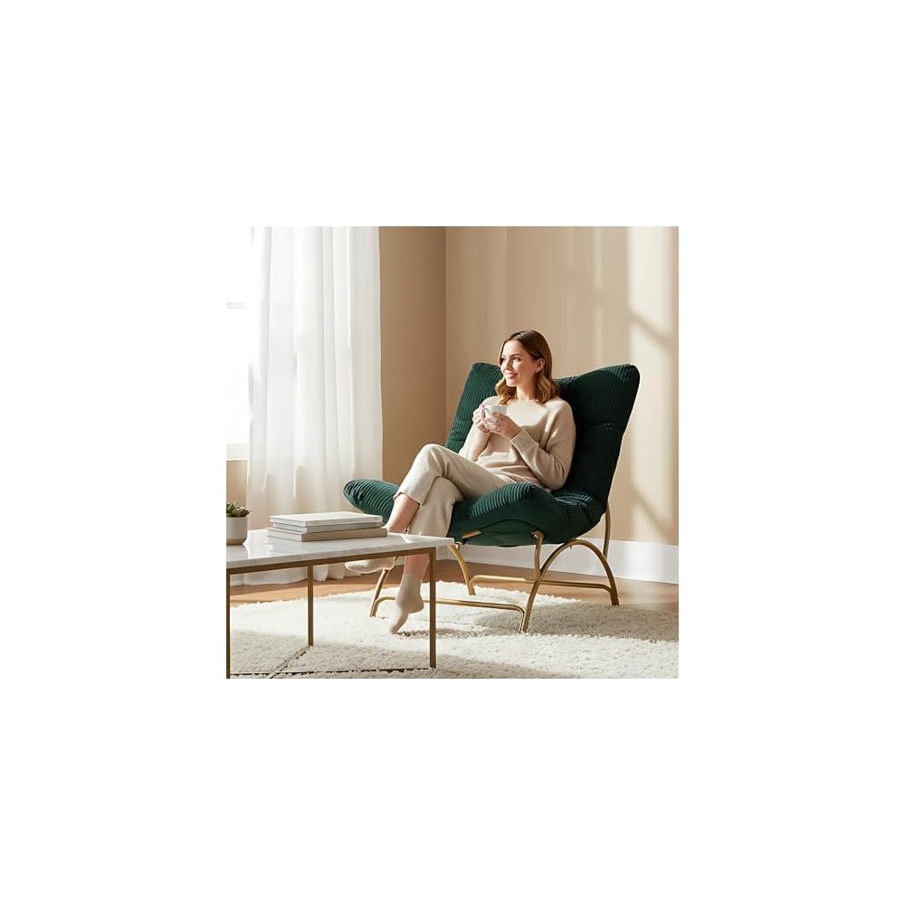 Welnow Accent Lounge Lazy Chair, Comfy Soft Reading Chair, Dark Green