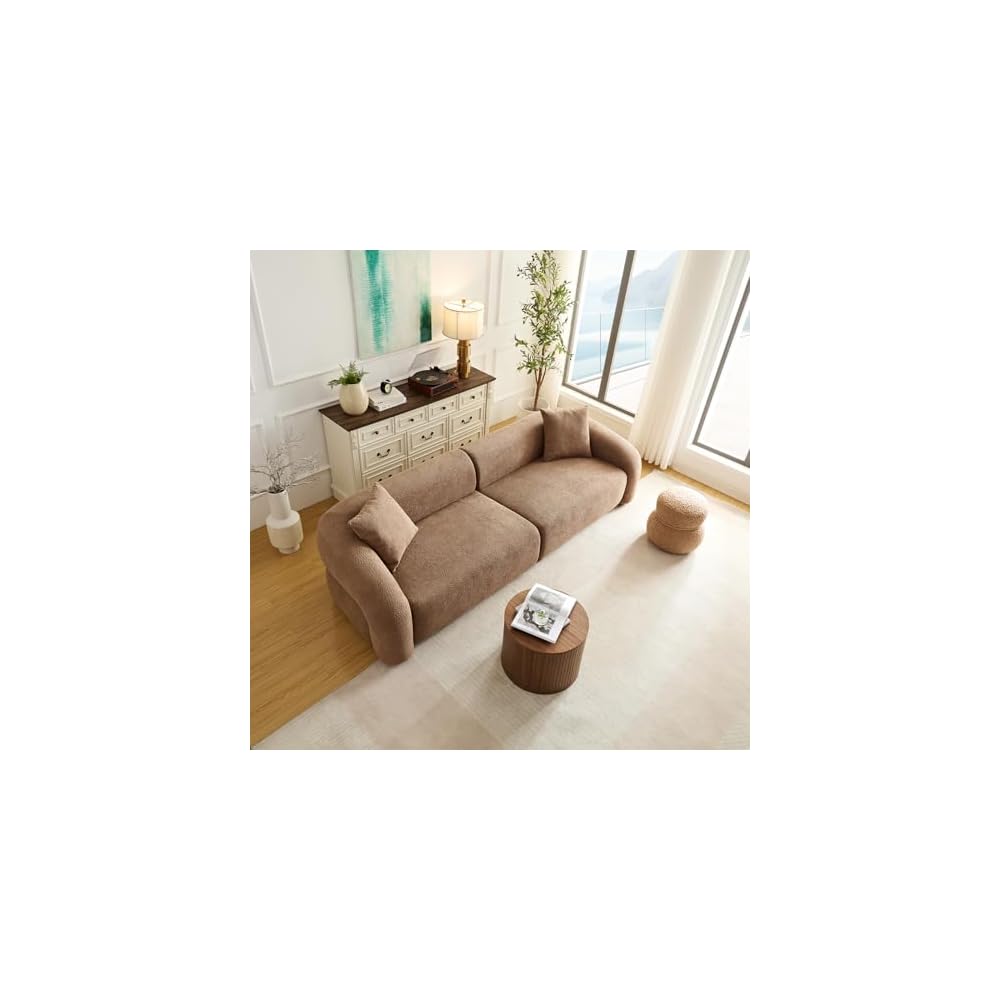 HAMORE 103.5" Modern Sectional Sofa Couch,Modular Curved Sofa,Durable Fabric Upholstery,Solid Wood Frame,Comfortable High-Density Sponge,Perfect for Living Room,Apartment and Family Spaces,Camel