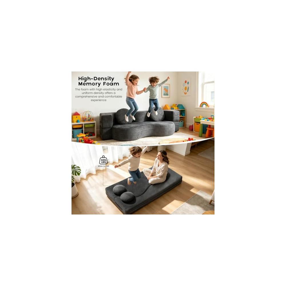 75" Convertible Futon Sofa Bed Boneless Sleeper Couch for Living Room -Grey