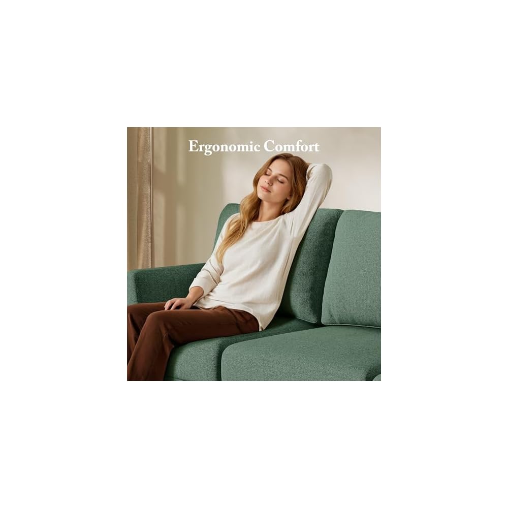 Busaurus Sofa Couches for Living Room, 3 Seater 89" Deep Seat Couch, Green