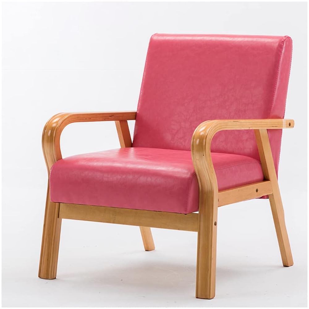Mid Century Modern Leather Accent Chair - Comfy Upholstered Lounge Chair with Armrests for Living Room, Bedroom, Dorm, and Reading - Stylish Backrest Chair for Ultimate Comfort