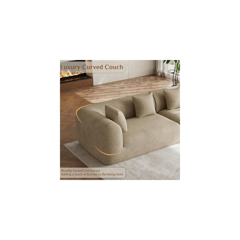 120" Oversized Sectional Couches for Living Room, Comfy Plush Boneless Modular Sectional Sofa, Modern Modular Couch Chenille Cloud Couch Sectionals, 4 Seater, No Assembly Needed, Light Brown