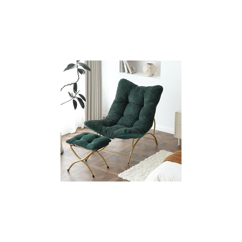 Welnow Accent Lounge Lazy Chair, Comfy Soft Reading Chair, Dark Green
