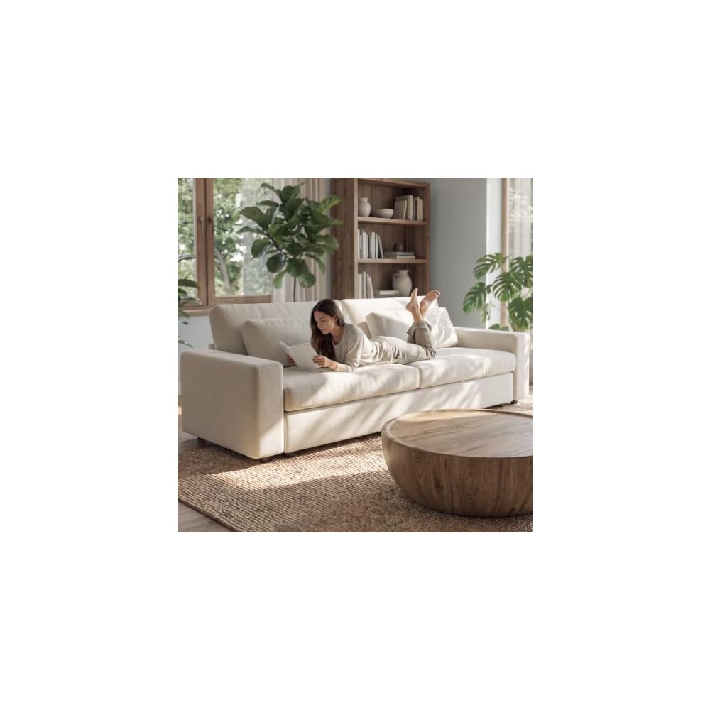 Guyii 104.72" Oversized Sofa, Extra-Wide & Deep Loveseat Sofa, 3 Seater Sofa with 2 Pillows, Modern Polyester Sofa Couch for Living Room, Bedroom, Home, 330 Lbs Capacity