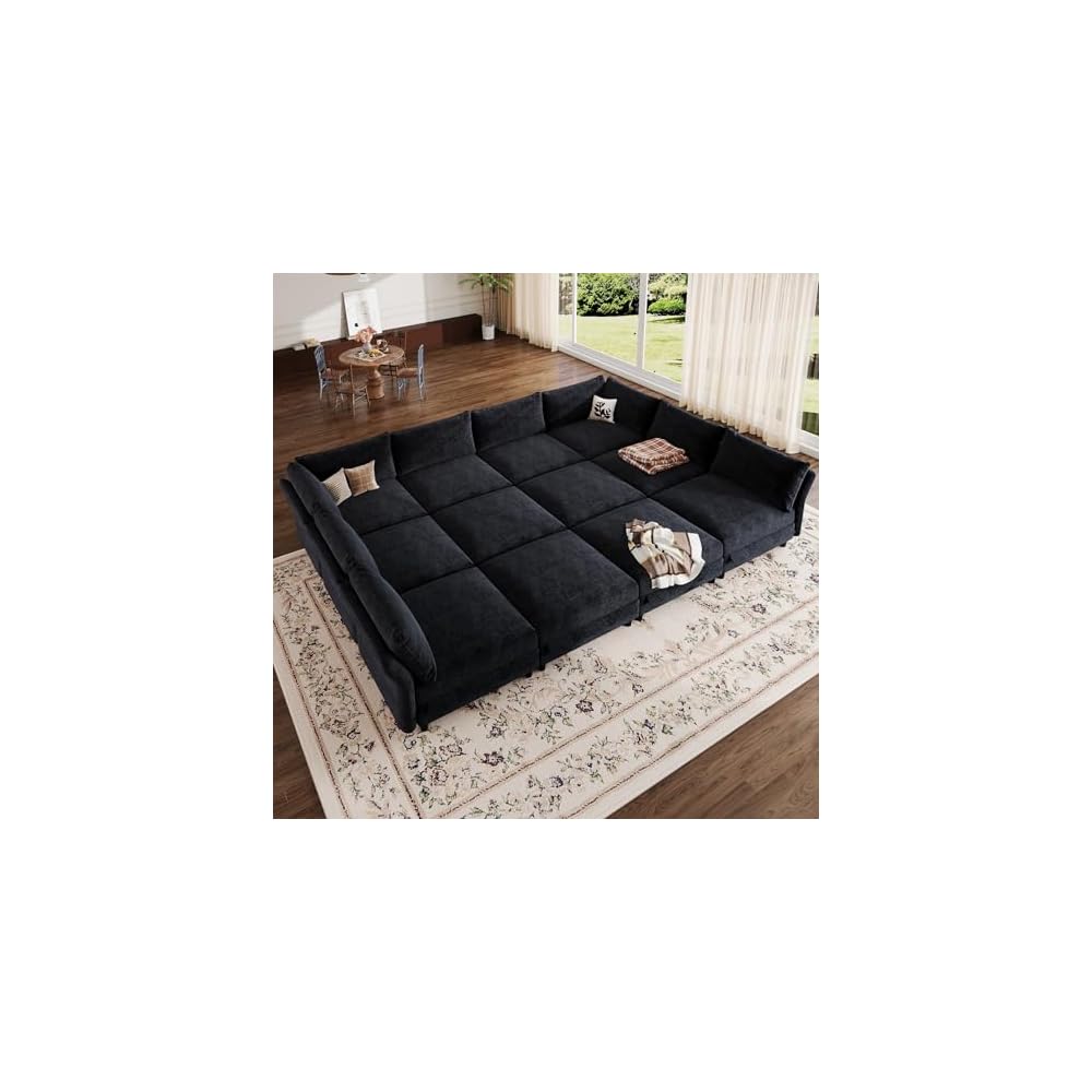 DreamDashio Oversized Sectional Sleeper Sofa Bed with Storage, 159" 12-Seat