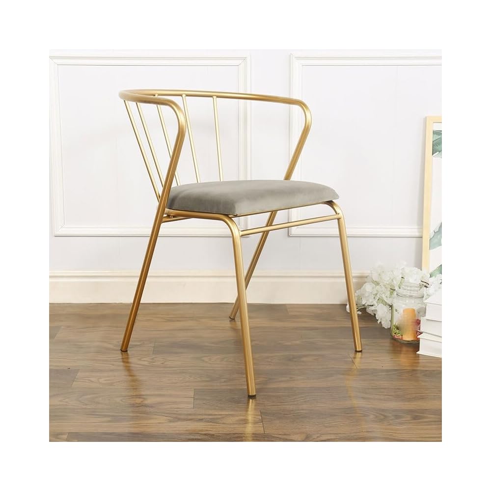 Metal Dining Chairs Ergonomic Makeup Chair Leisure Armrest Table Furniture