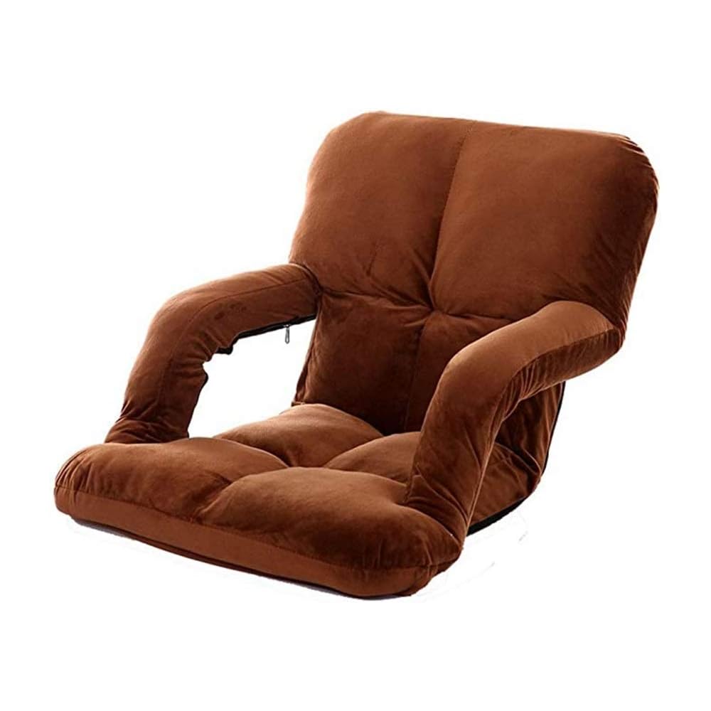 Folding Lazy Sofa Floor Chair Lounger Bed with Armrests ，Cotton Thick Steel Frame