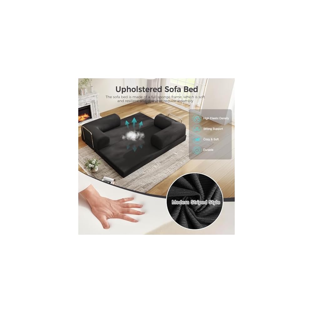 78.8" Convertible Sofa Bed,Corduroy Futon Couch, Folding Pull Out Futon Sofa,No Assembly Boneless Couch for Living Room