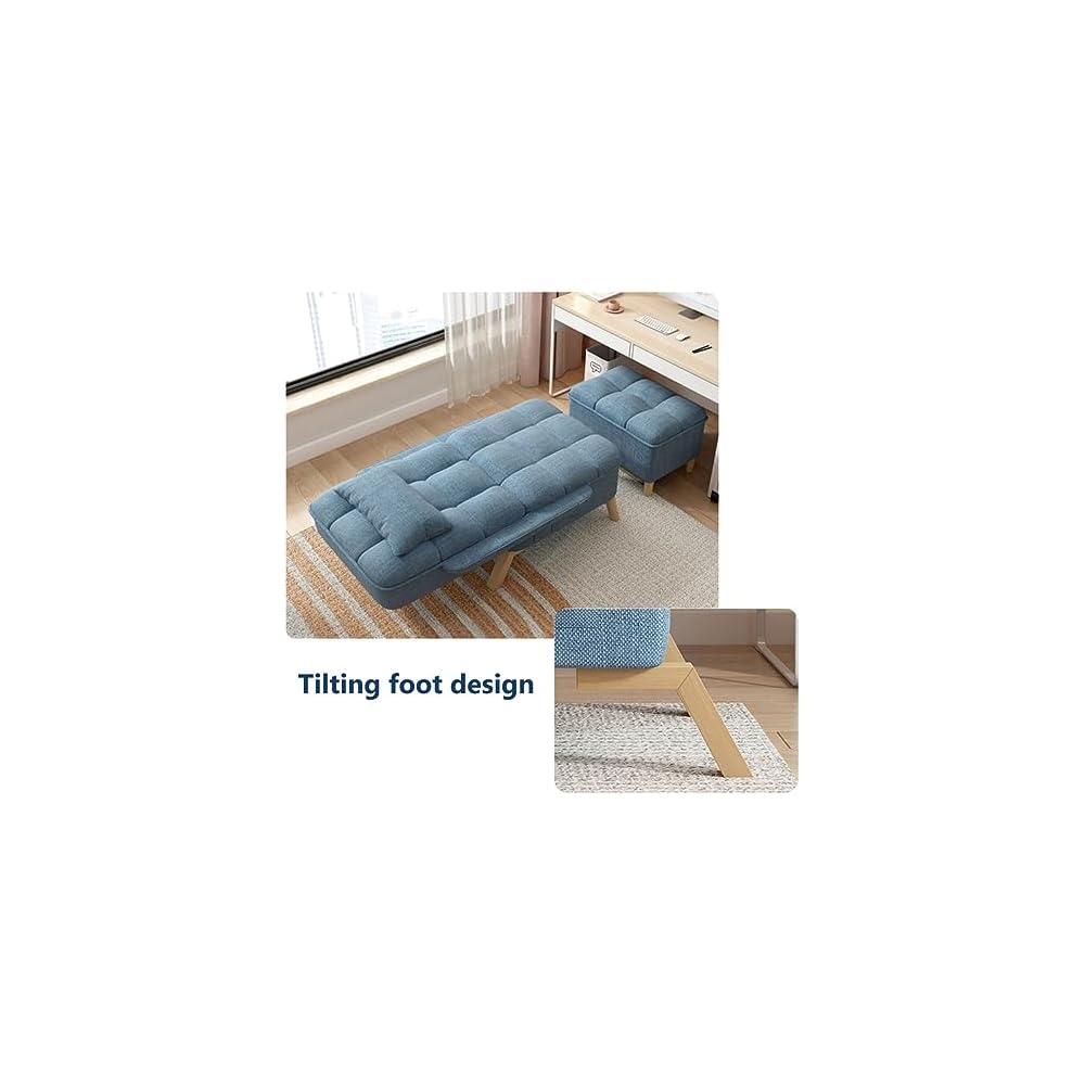 Modern Brown Bedroom Sofa Chair with Soft Cushion & Ottoman Stylish Recliner Armchair with Pillow Upholstered Living Room Lounge Seat on Wooden Legs