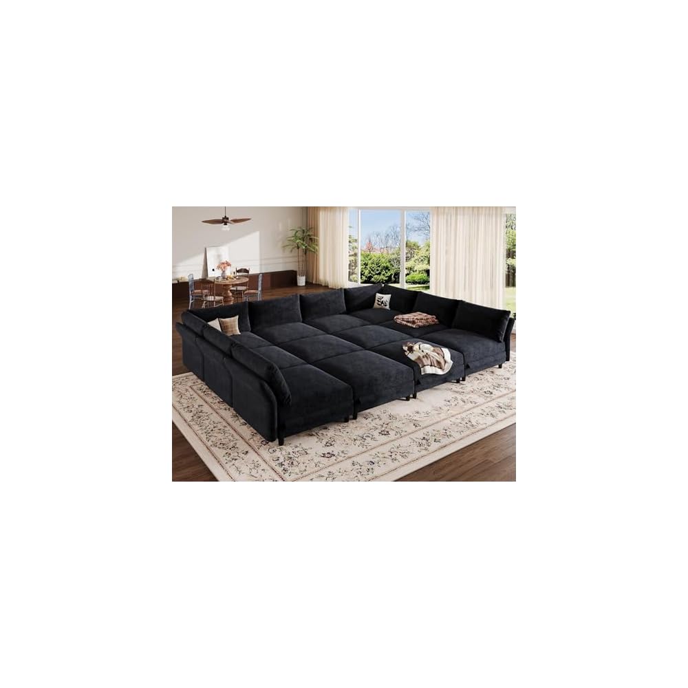 DreamDashio Oversized Sectional Sleeper Sofa Bed with Storage, 159" 12-Seat