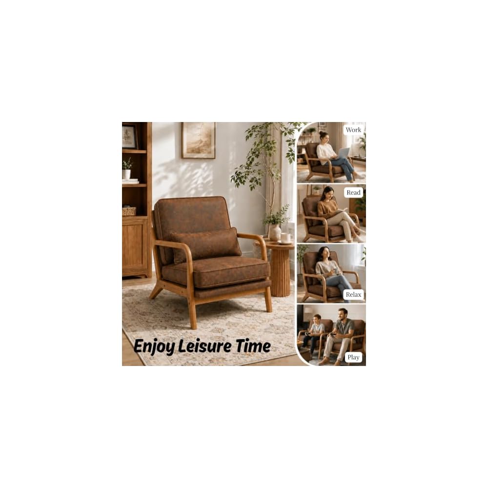 Karl home Mid-Century Modern Accent Reading Chair, Brown