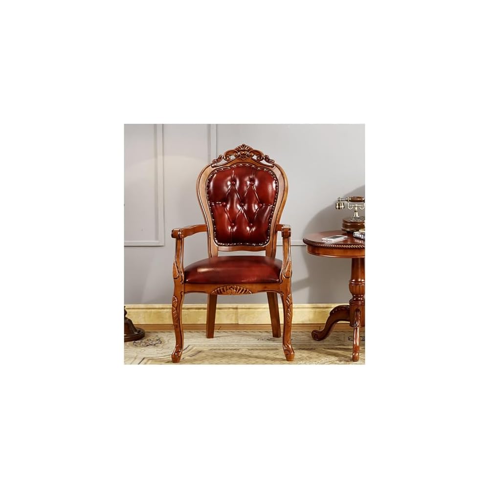 PU Sofa Chair Leather European Style Lounge Chair Minimalist Genuine Leather Wooden Chair Leisure Coffee Couch American Style Solid Wood for Home Negotiation Restaurant Living Room Bedroo Whiskey Bar