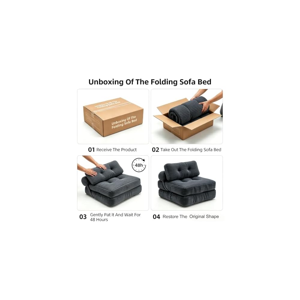 Folding Sofa Bed,Lightweight Portable Fold Out Chair Bed with 2 Pillows